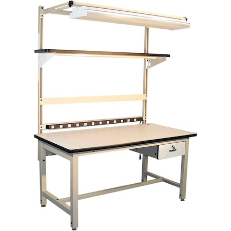 Global Industrial Bench-In-A-Box Standard Workbench, Plastic Laminate Top, 72Wx30D, Beige B2334703